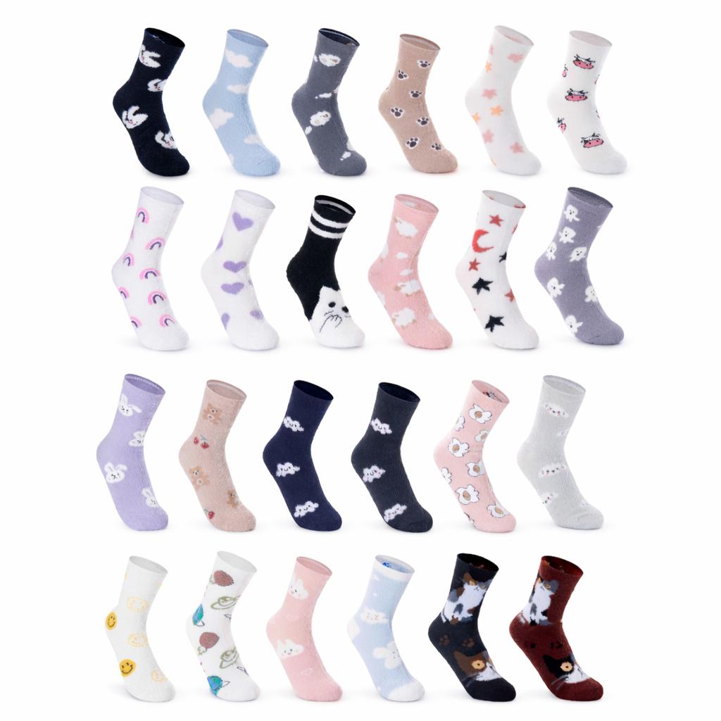 Calcetas Afelpadas Figuritas Térmicas Invierno 4 Pares