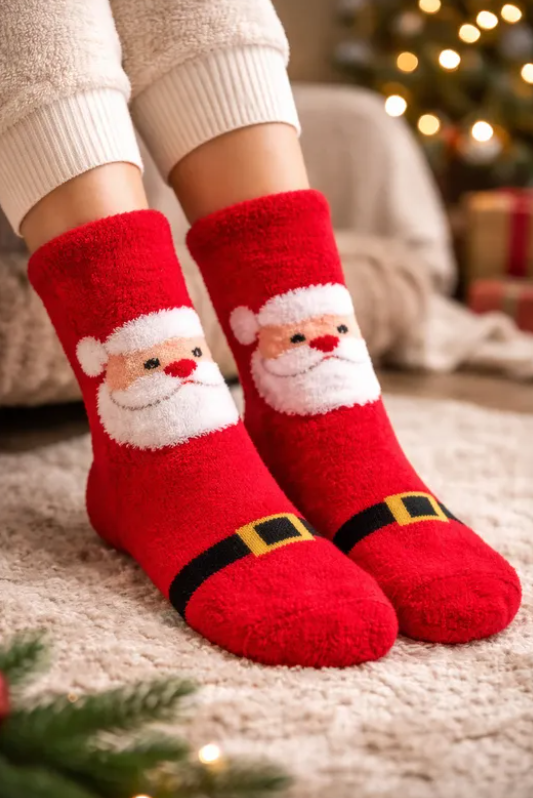 Calcetas Navideñas Afelpadas Térmicas Invierno 4 Pares