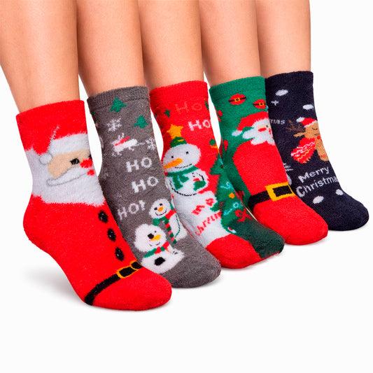 Calcetas Navideñas Afelpadas Térmicas Invierno 4 Pares