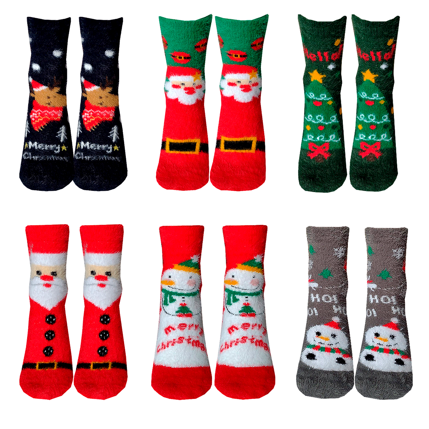 Calcetas Navideñas Afelpadas Térmicas Invierno 4 Pares