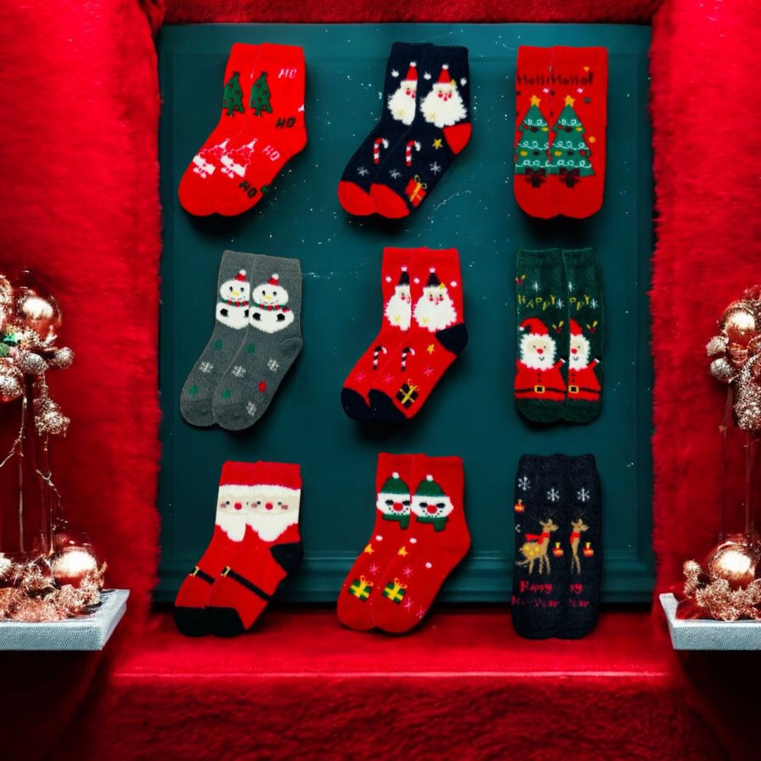 Calcetas Navideñas Afelpadas Térmicas Invierno 4 Pares