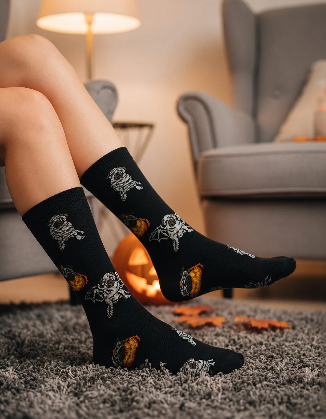 Calcetines Halloween De Pugs / "Momias, Calabazas Y Vampiros"