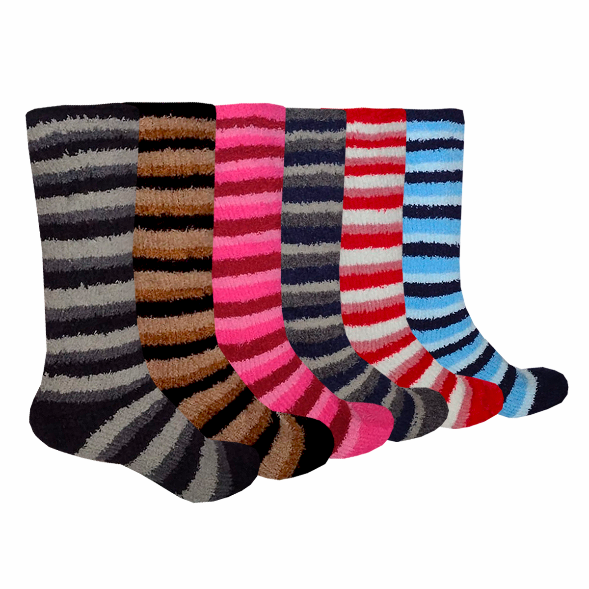 Calcetas De Peluche Térmicas Rayas Suaves Set de 4 Pares