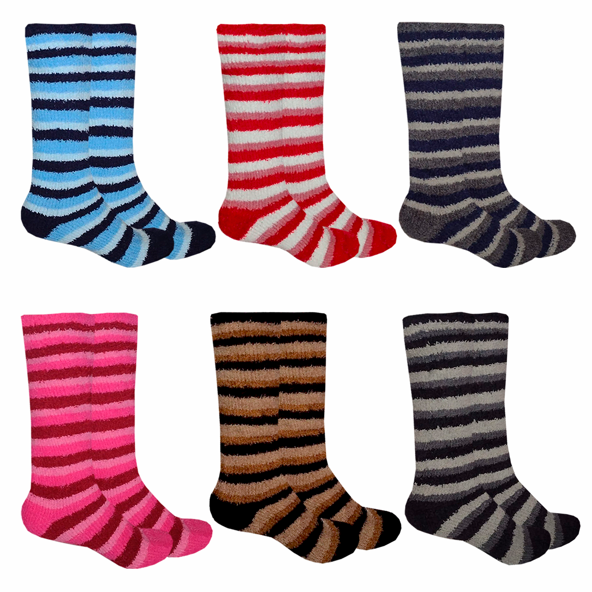 Calcetas De Peluche Térmicas Rayas Suaves Set de 4 Pares
