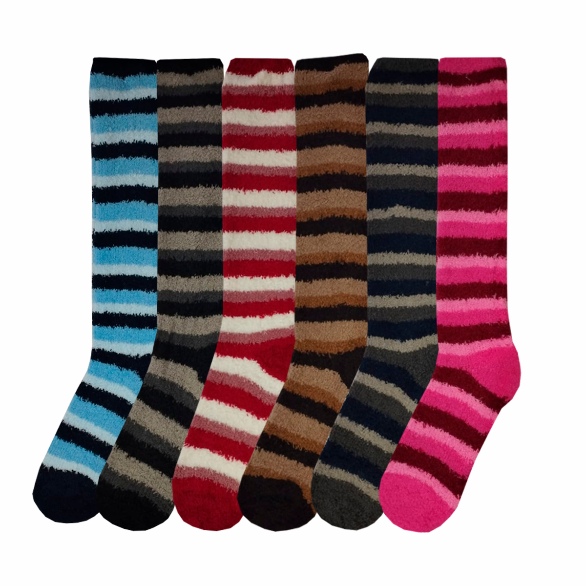 Calcetas De Peluche Térmicas Rayas Suaves Set de 4 Pares