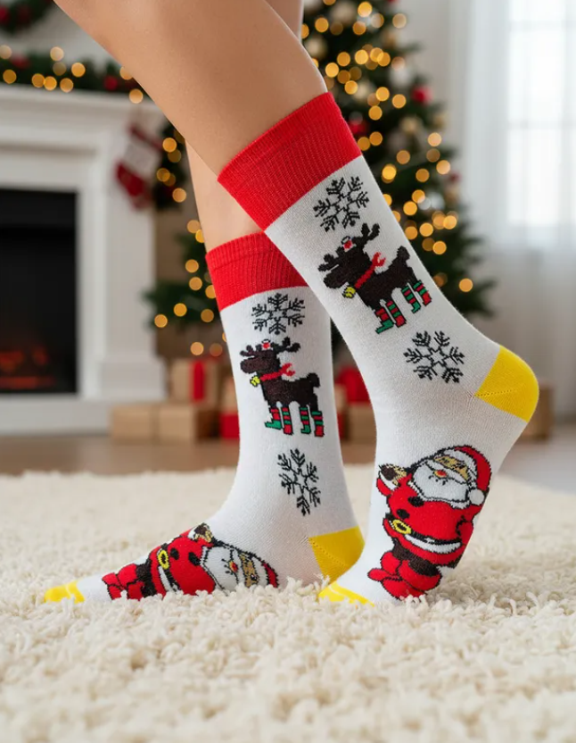 Calcetines Navidad / "Reno Con Santa Claus"