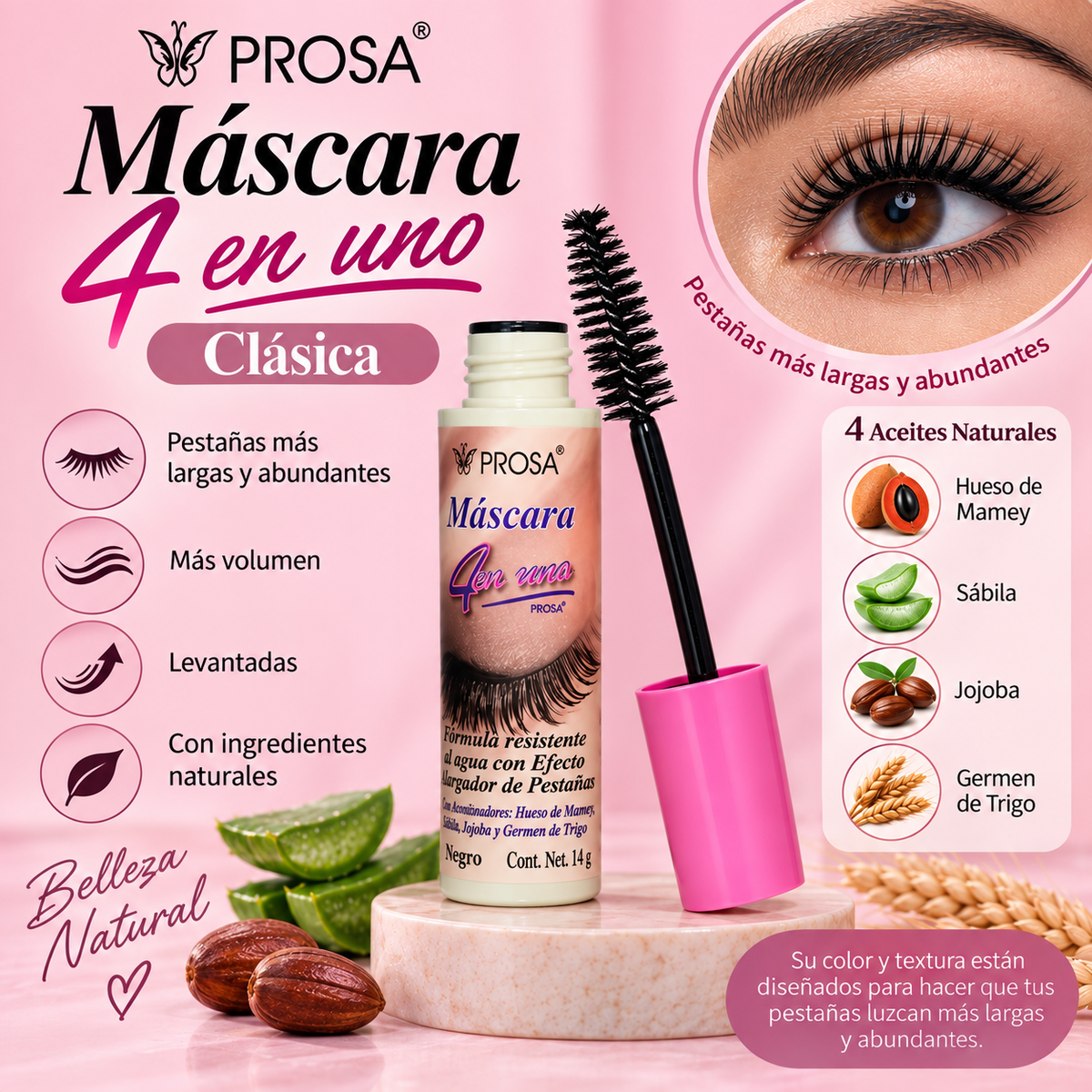 Prosa Máscara de Pestañas 4 en 1 Clásico Negro 14 g