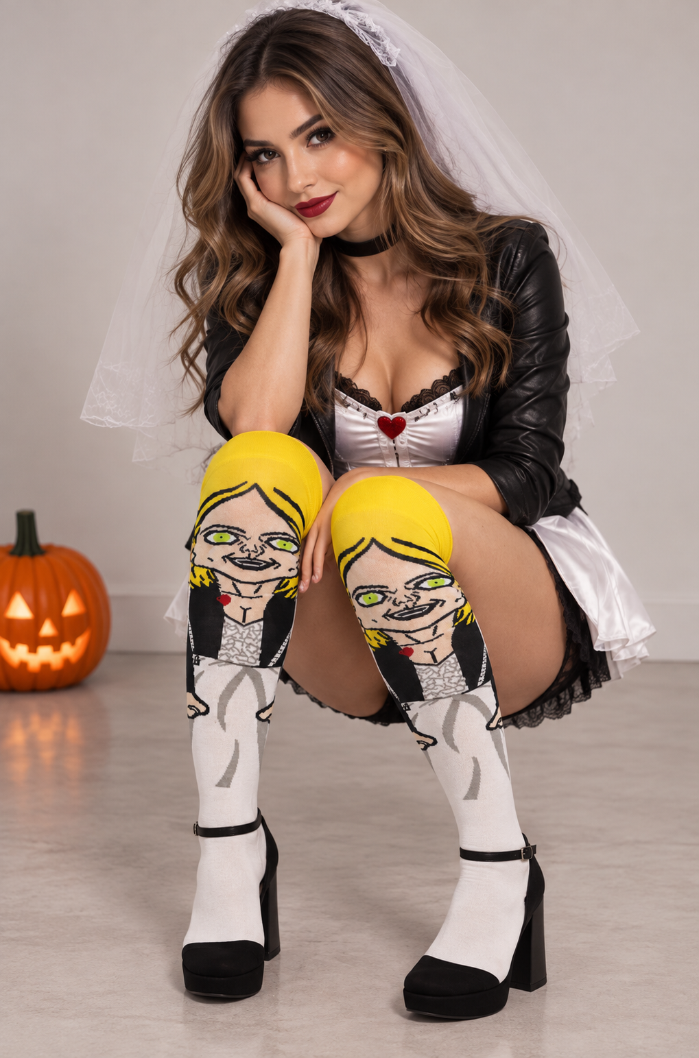 Medias Halloween Diseño De "Novia de Chucky"