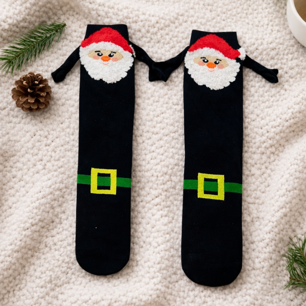 Calcetas Navideñas Manitas Imán Moda Cute Santa Claus 1 Par