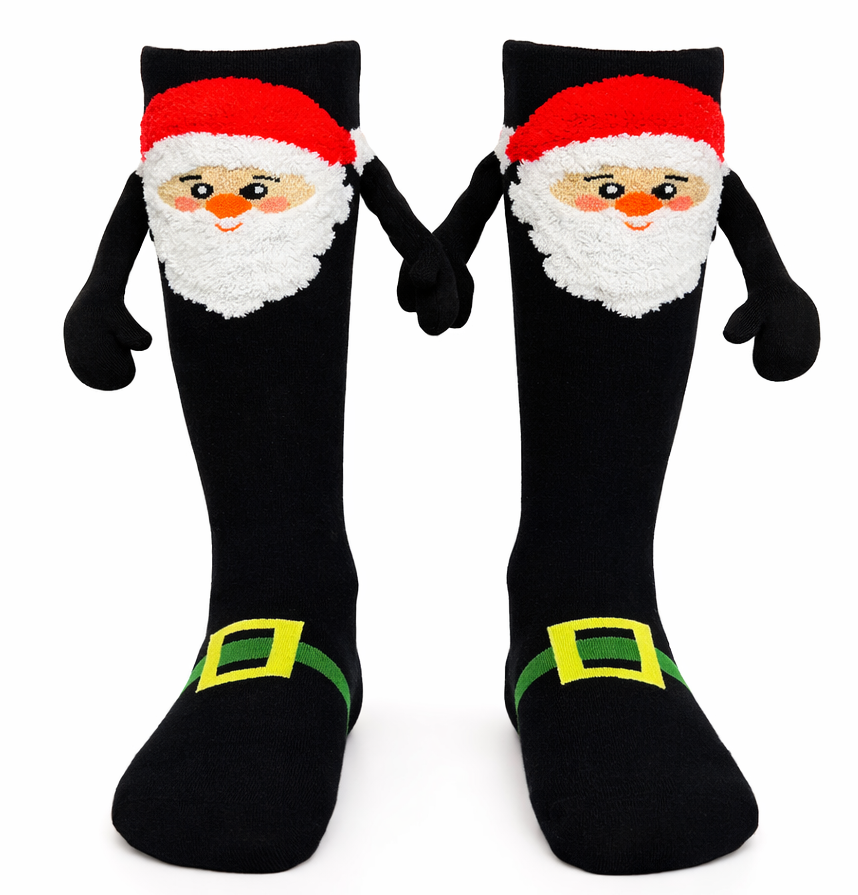 Calcetas Navideñas Manitas Imán Moda Cute Santa Claus 1 Par