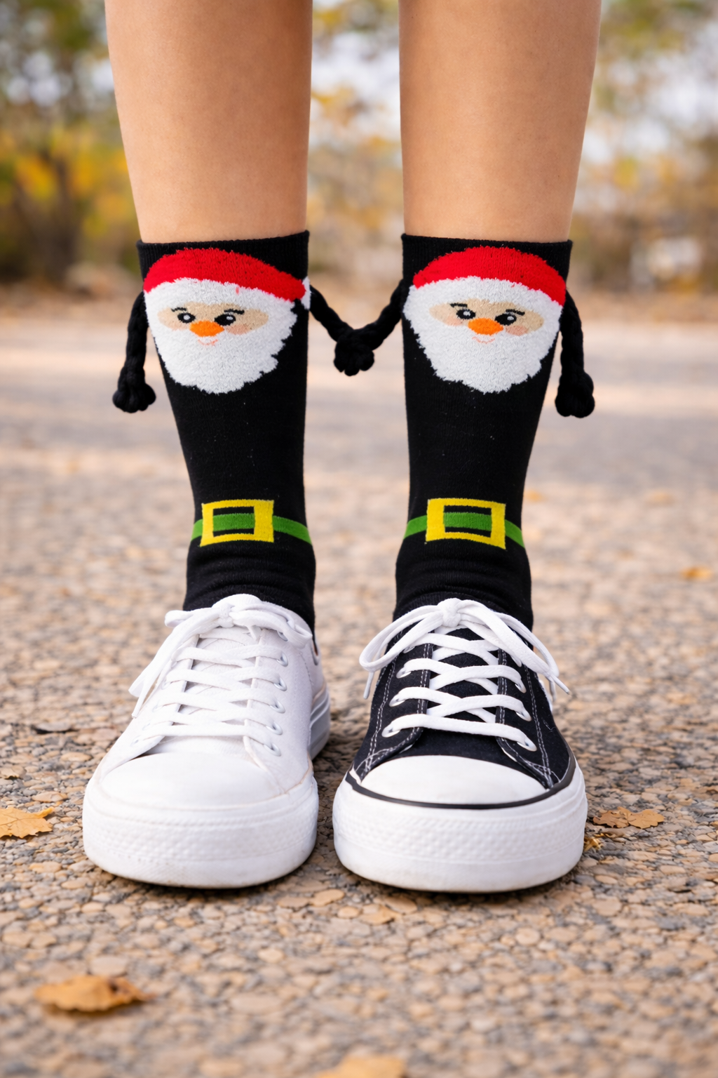 Calcetas Navideñas Manitas Imán Moda Cute Santa Claus 1 Par