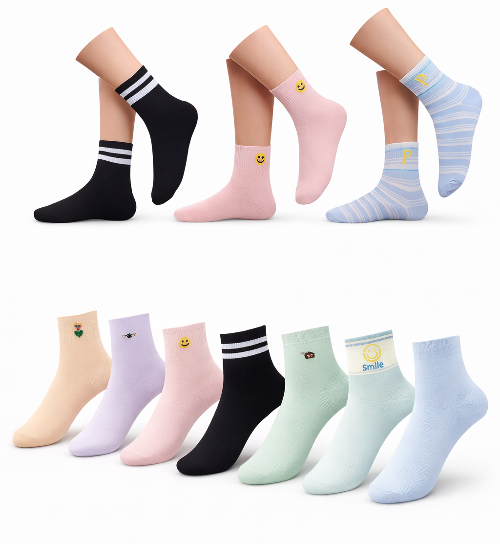Calcetines Tobilleros Dama Estampado Shein Algodón 10 Pares
