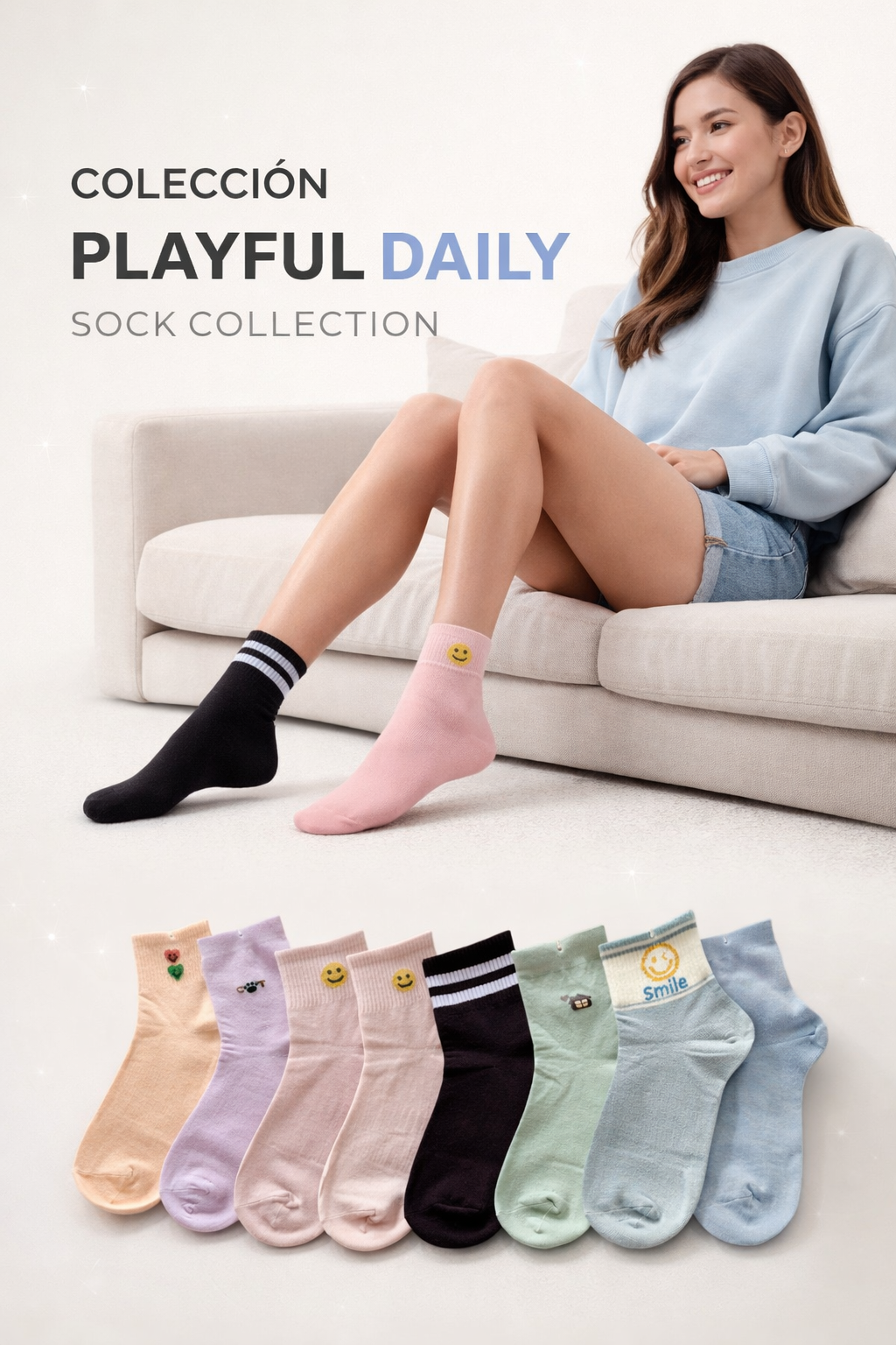 Calcetines Tobilleros Dama Estampado Shein Algodón 10 Pares