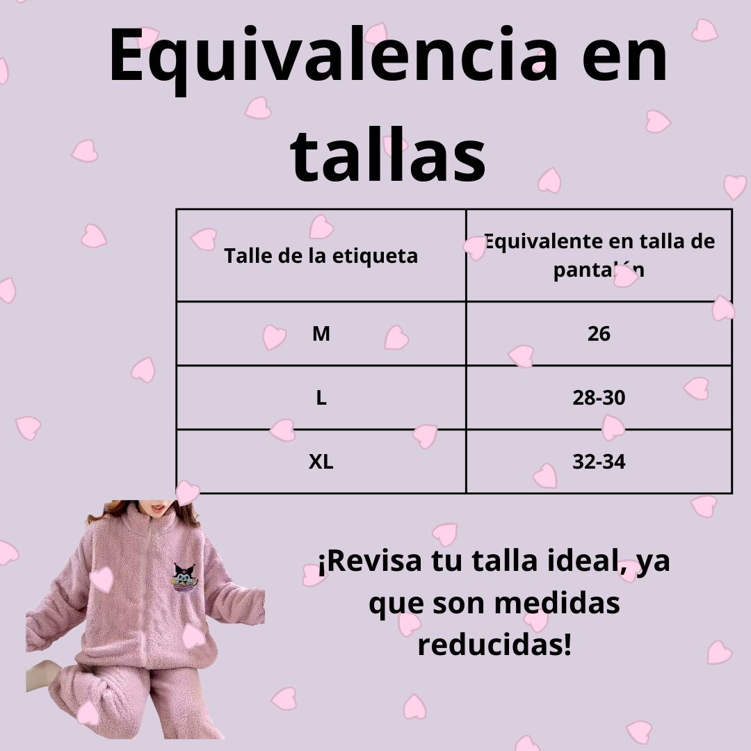 Pijama Afelpada Dama Moda Calientitas Polar Pantalón Y Suéter Diseño De Kuromi