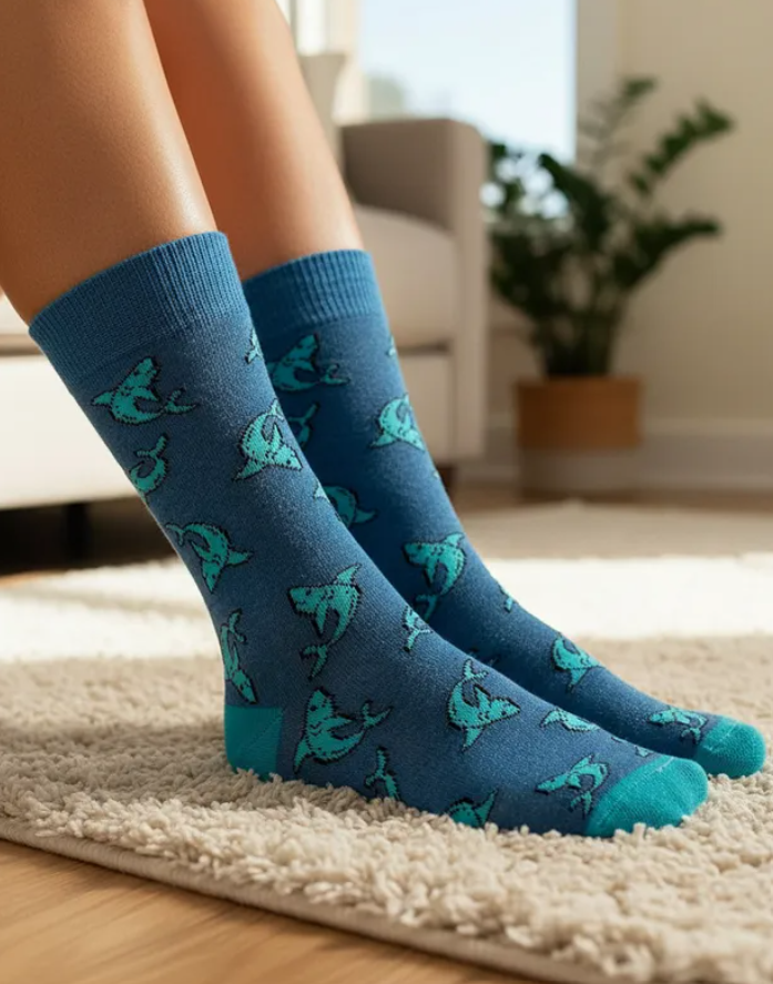 Calcetines Divertidos "Tiburones Color Azul"