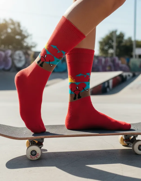 Calcetines Divertidos Bad Bunny / "Un Verano Sin Ti" Color Rojo