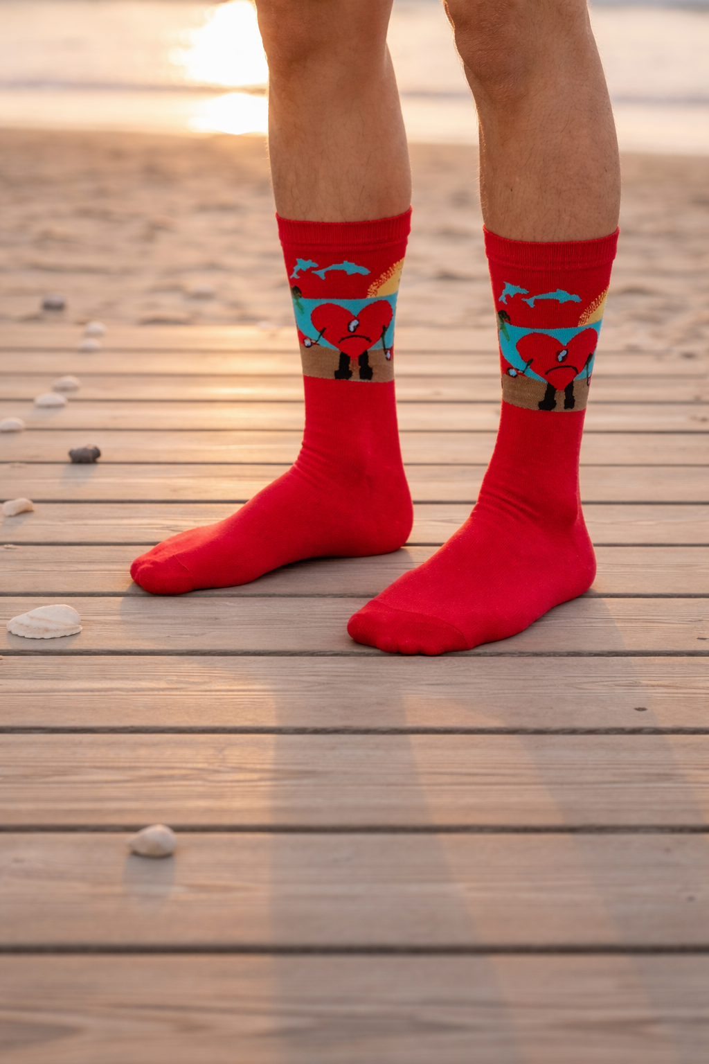 Calcetines Divertidos Bad Bunny / "Un Verano Sin Ti" Color Rojo