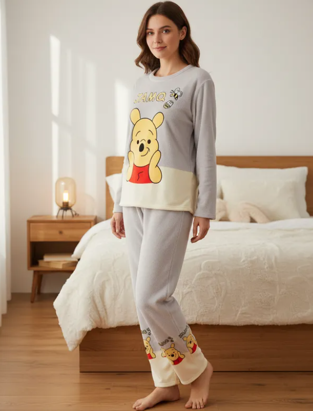 Pijama Afelpada Mujer Polar Winnie Pooh Pantalón Y Suéter