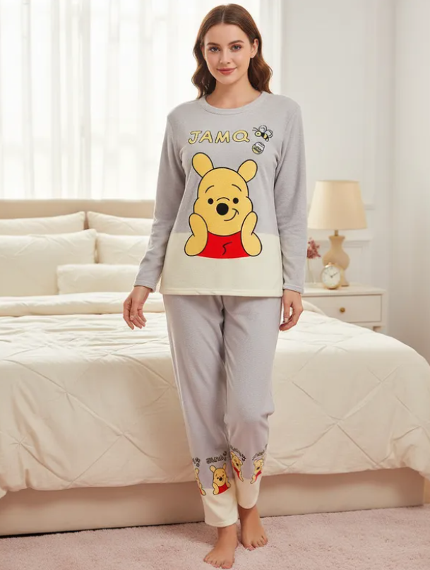 Pijama Afelpada Mujer Polar Winnie Pooh Pantalón Y Suéter