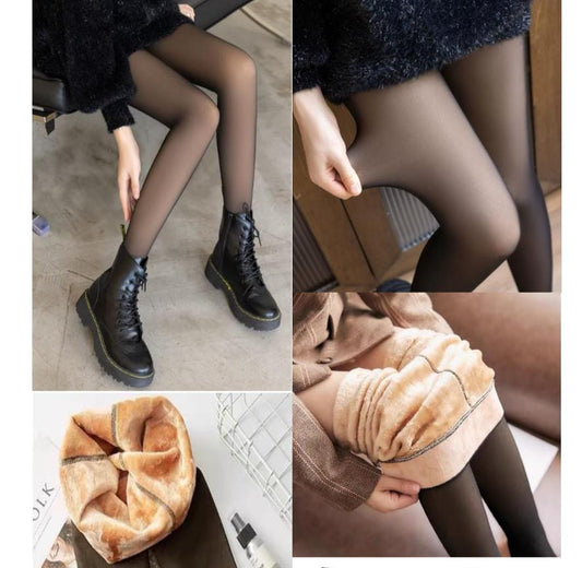 Medias Térmicas Afelpadas Dama Moda Cute Efecto Piel