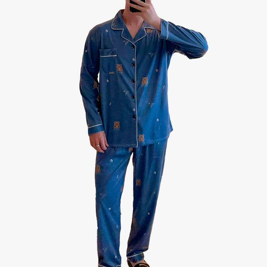 Pijama De Hombre Oso Liso Color Azul