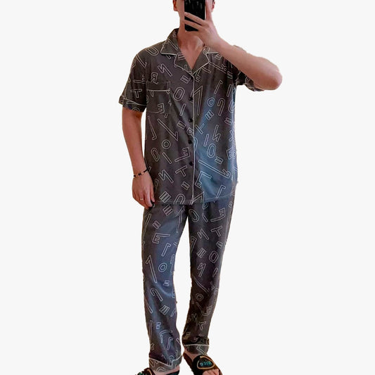 Pijama De Hombre Letras Color Gris Obscuro