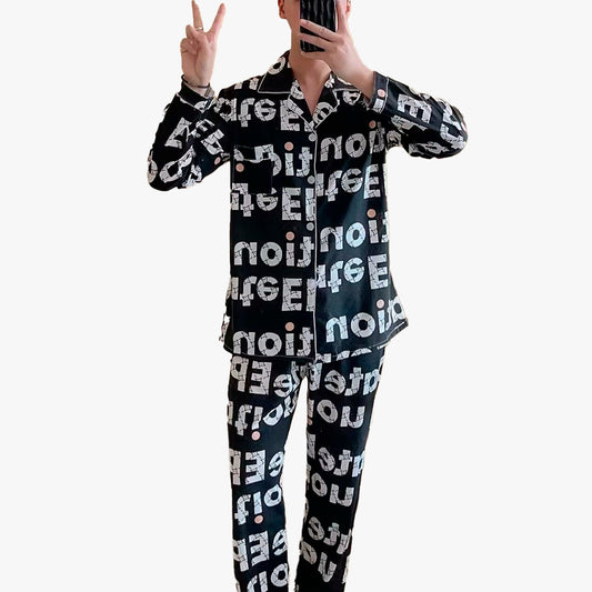 Pijama De Hombre Letras Color Negro
