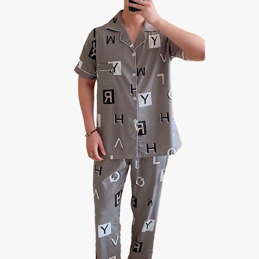 Pijama De Hombre Letras Color Gris