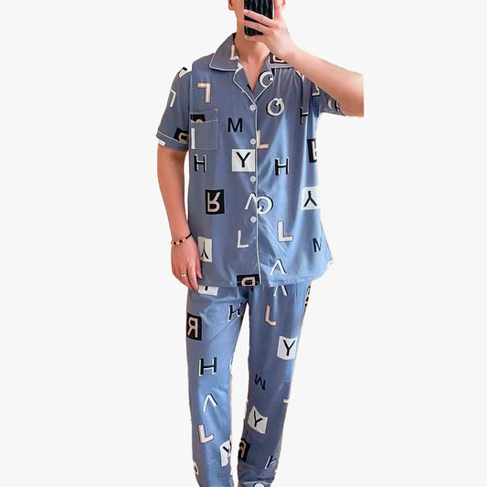 Pijama De Hombre Letras Color Azul