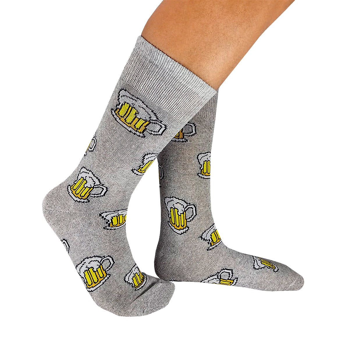 Calcetines Divertidos "Tarros De Cerveza Color Gris"