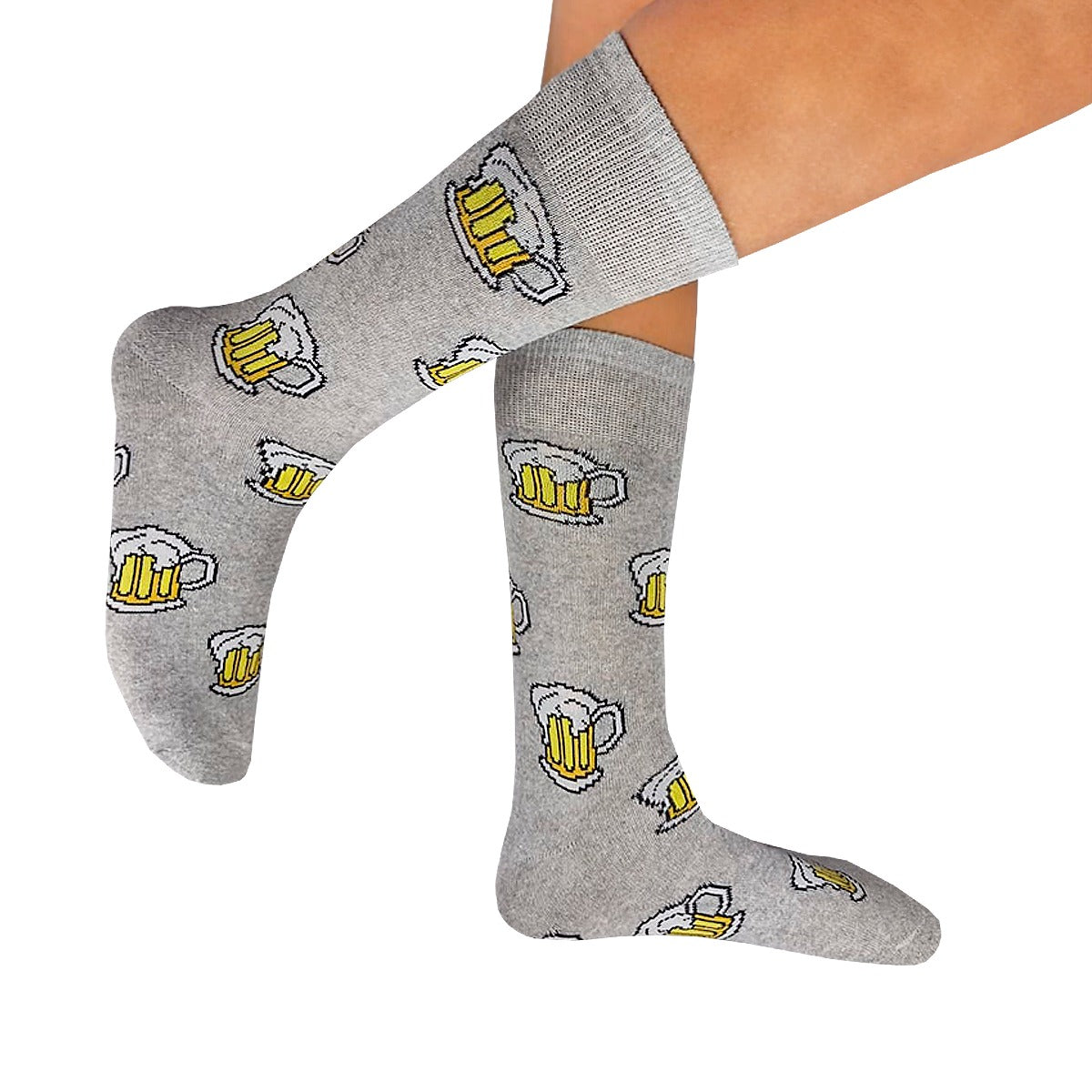 Calcetines Divertidos "Tarros De Cerveza Color Gris"