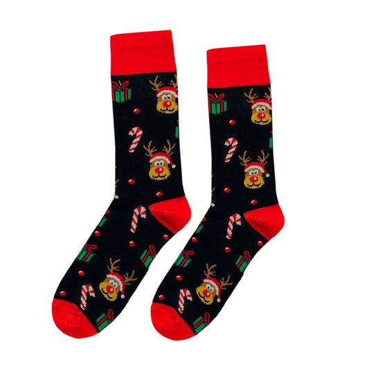 Calcetines Navidad / "Caritas De Renos, Regalos Y Bastones"