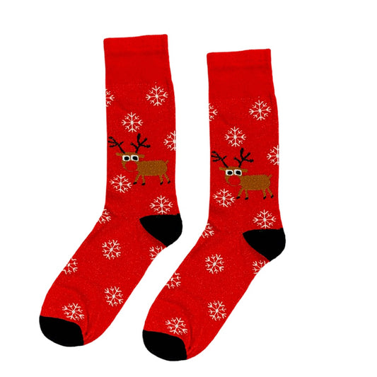 Calcetines Navidad / "Copos De Nieve Con Reno"