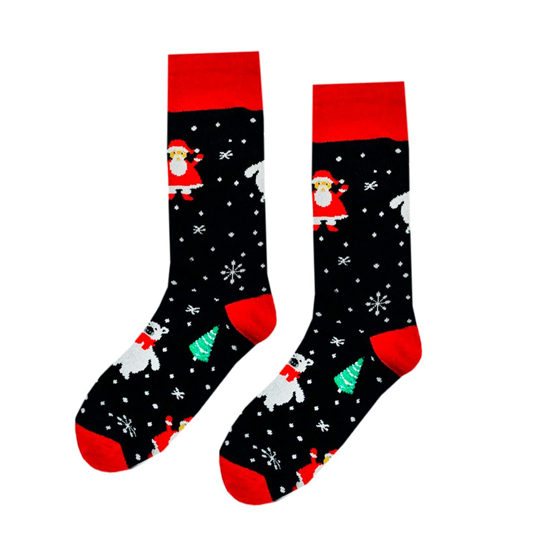 Calcetines Navideños Divertidos Diseño Santa Claus Con Copos