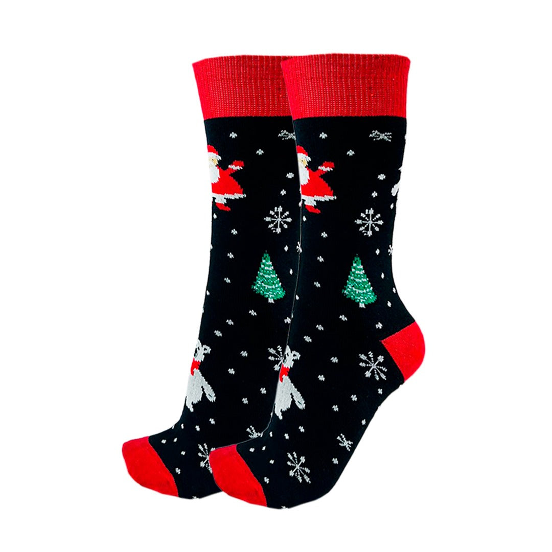 Calcetines Navideños Divertidos Diseño Santa Claus Con Copos