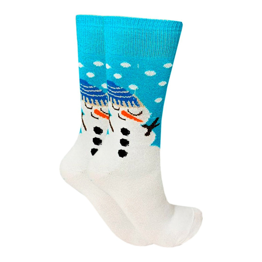 Calcetines Navideños Diseño De Muñeco De Nieve Blanco