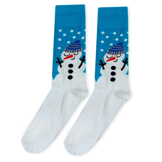 Calcetines Navideños Diseño De Muñeco De Nieve Blanco