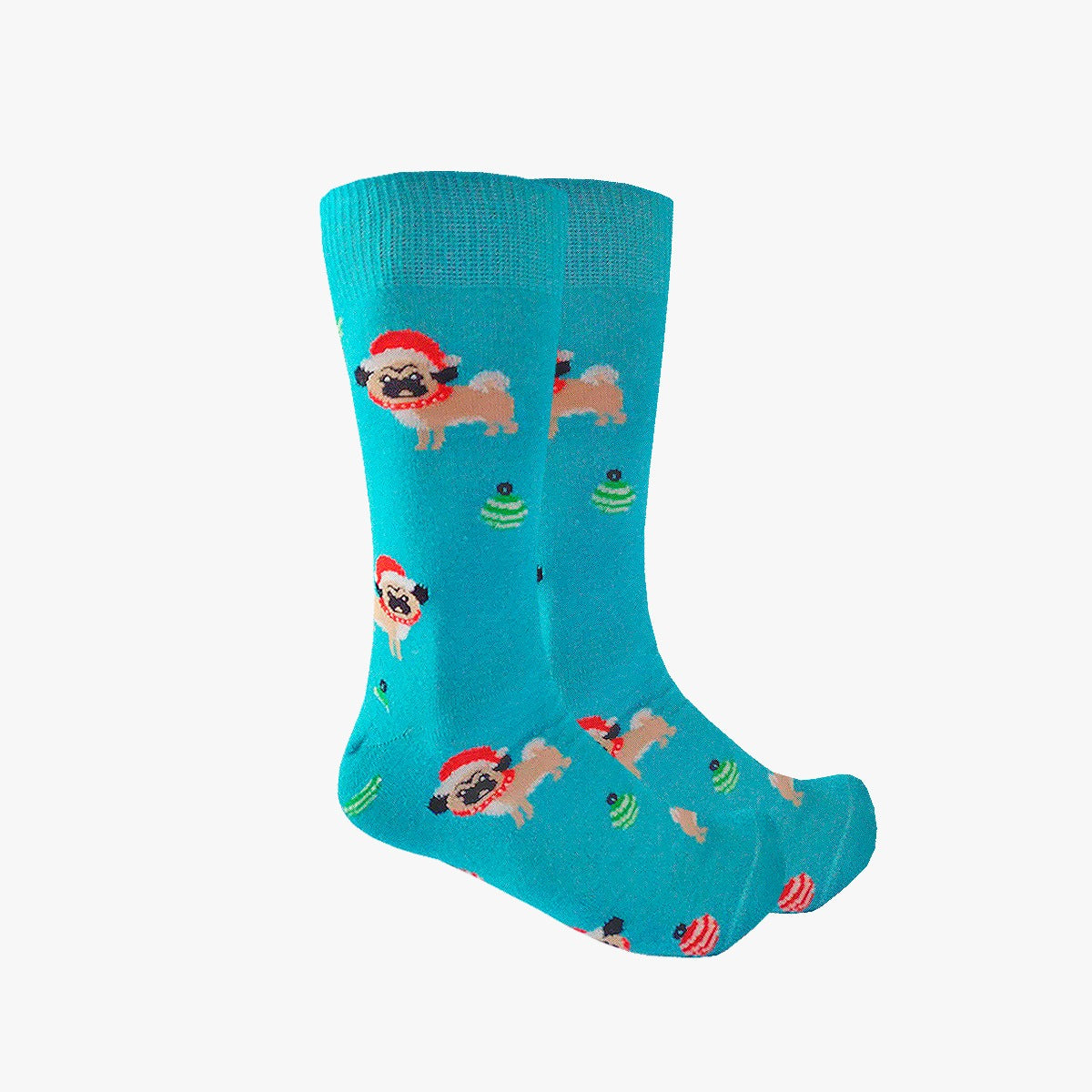 Calcetines Navideños Diseño De Perrito Pug Santa Claus