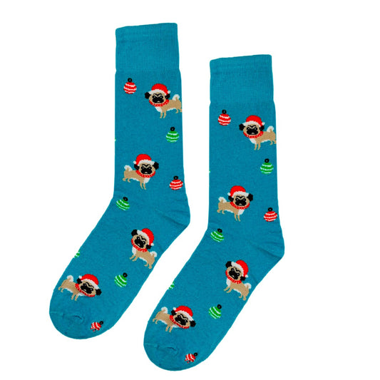 Calcetines Navideños Diseño De Perrito Pug Santa Claus