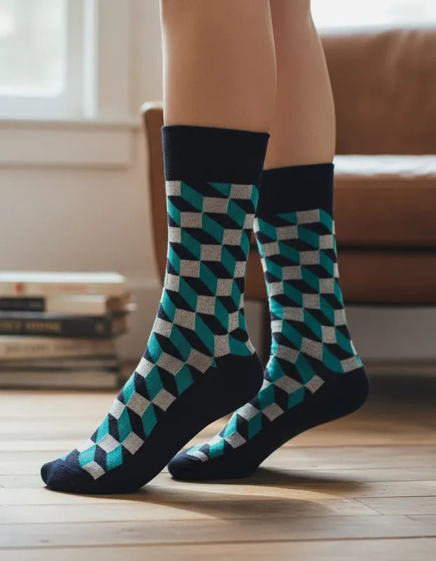 Calcetines "Cubos 3D Color Azul"