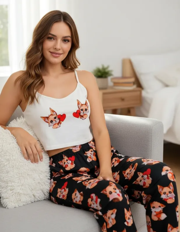 Pijama Mujer Top/Pantalón Frescas Moda "Zorritos"
