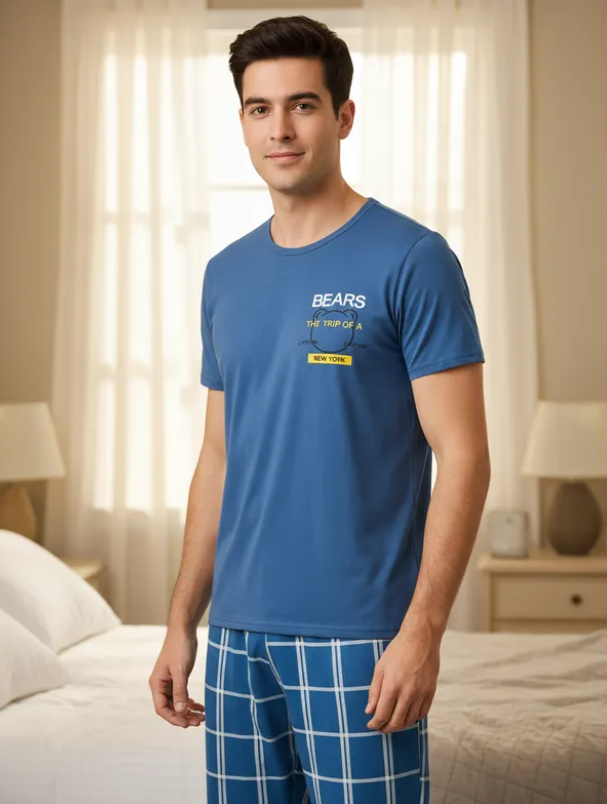 Pijama De Hombre Playera y Pantalón de Cuadros