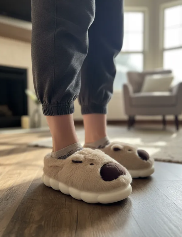 Pantufla De Capibara Dama Peluche Invierno Animalito Moda