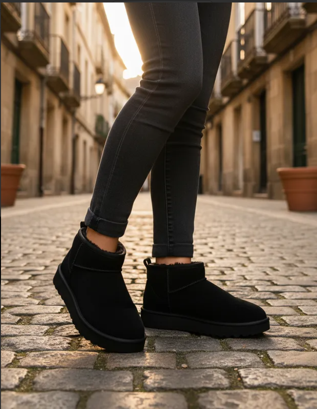 Bota Corta Forro Peluche Dama Invierno Calientitas Pantufla
