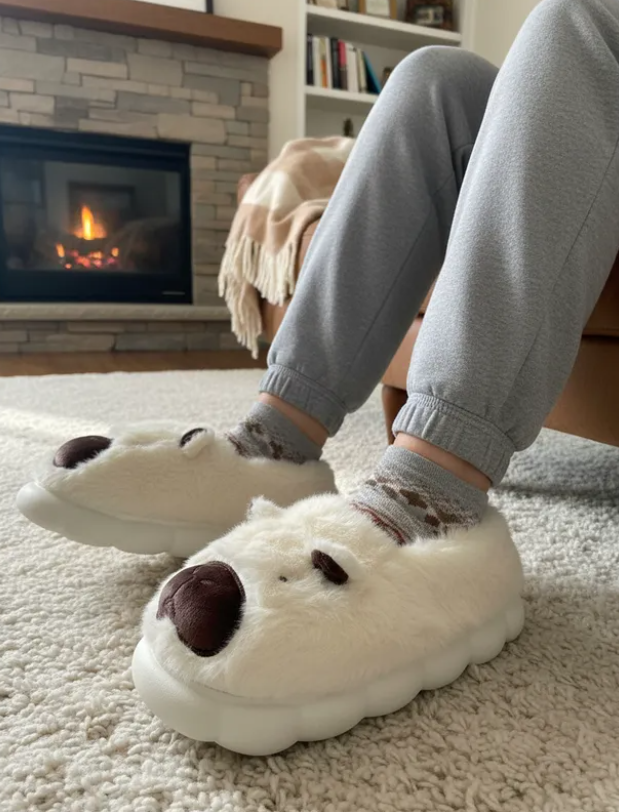 Pantufla De Capibara Dama Peluche Invierno Animalito Moda