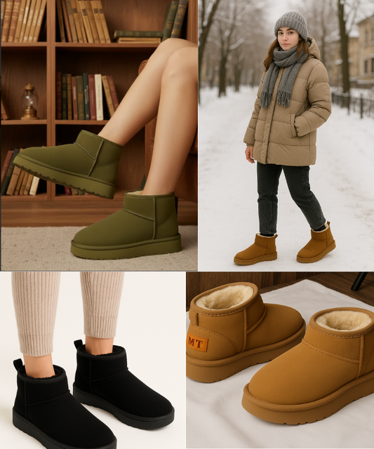 Bota Corta Forro Peluche Dama Invierno Calientitas Pantufla