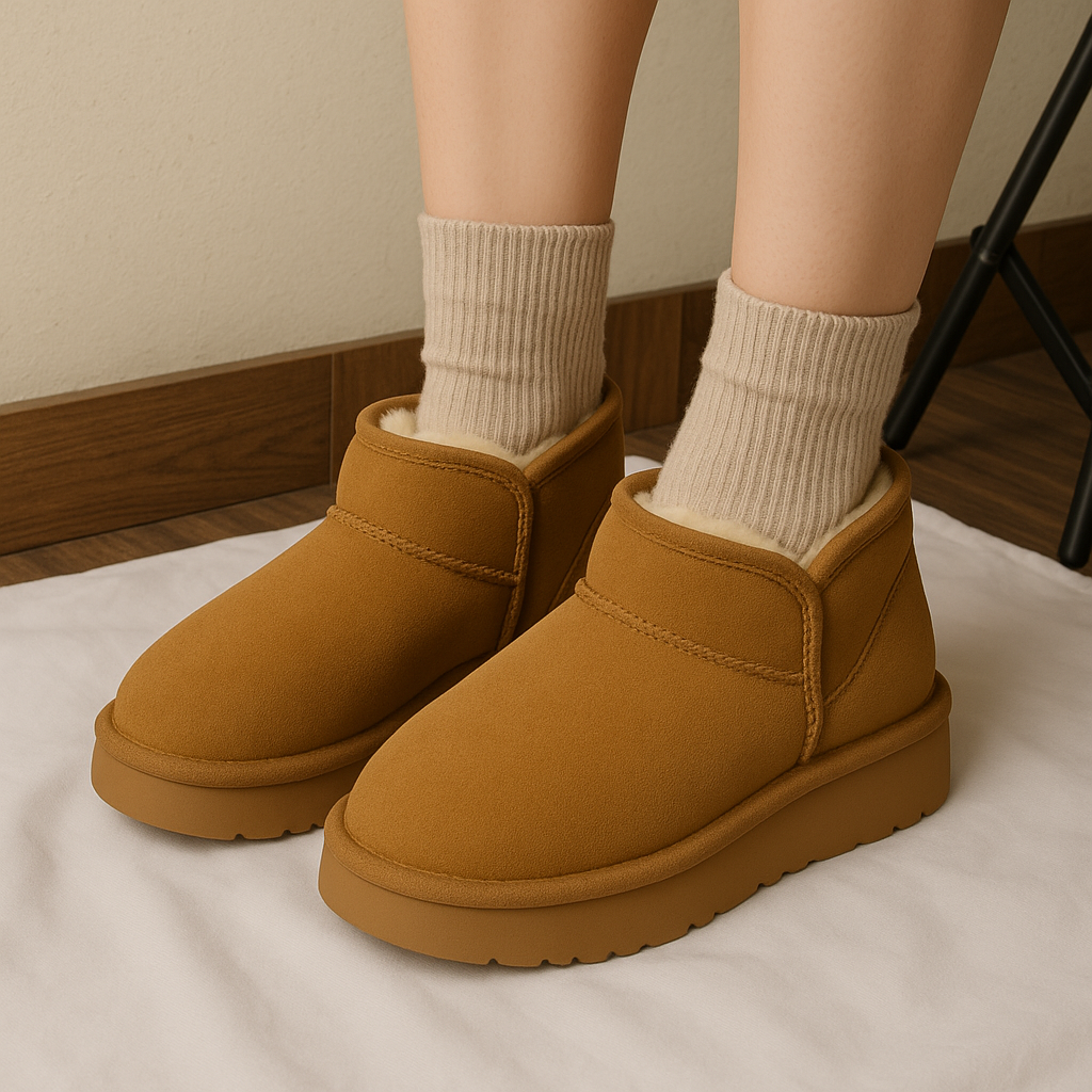 Bota Corta Forro Peluche Dama Invierno Calientitas Pantufla