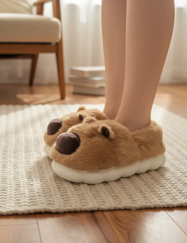 Pantufla De Capibara Dama Peluche Invierno Animalito Moda