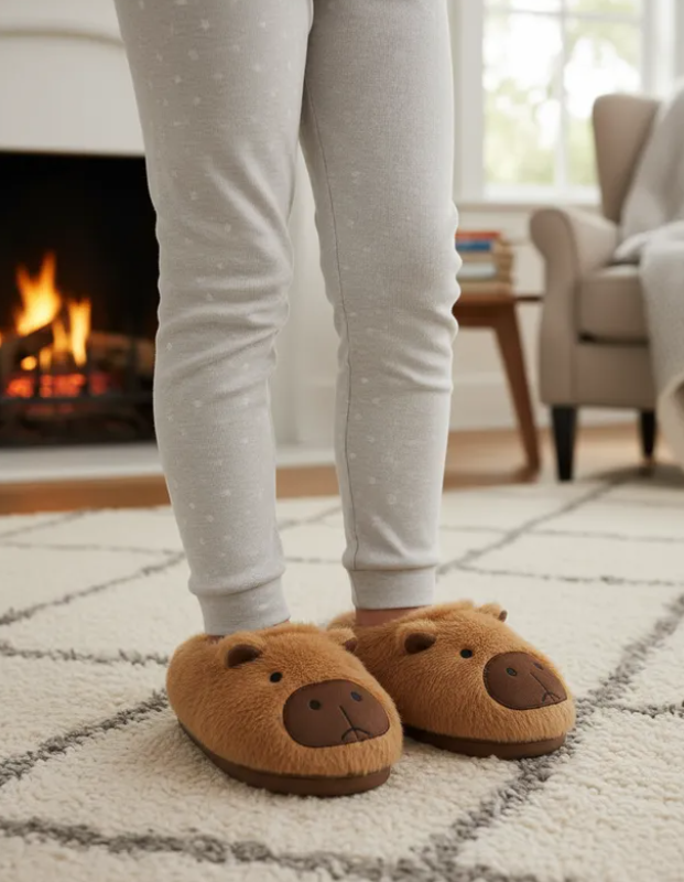 Pantuflas De Capibara Infantil Niñ@s Kawai Peluche Invierno