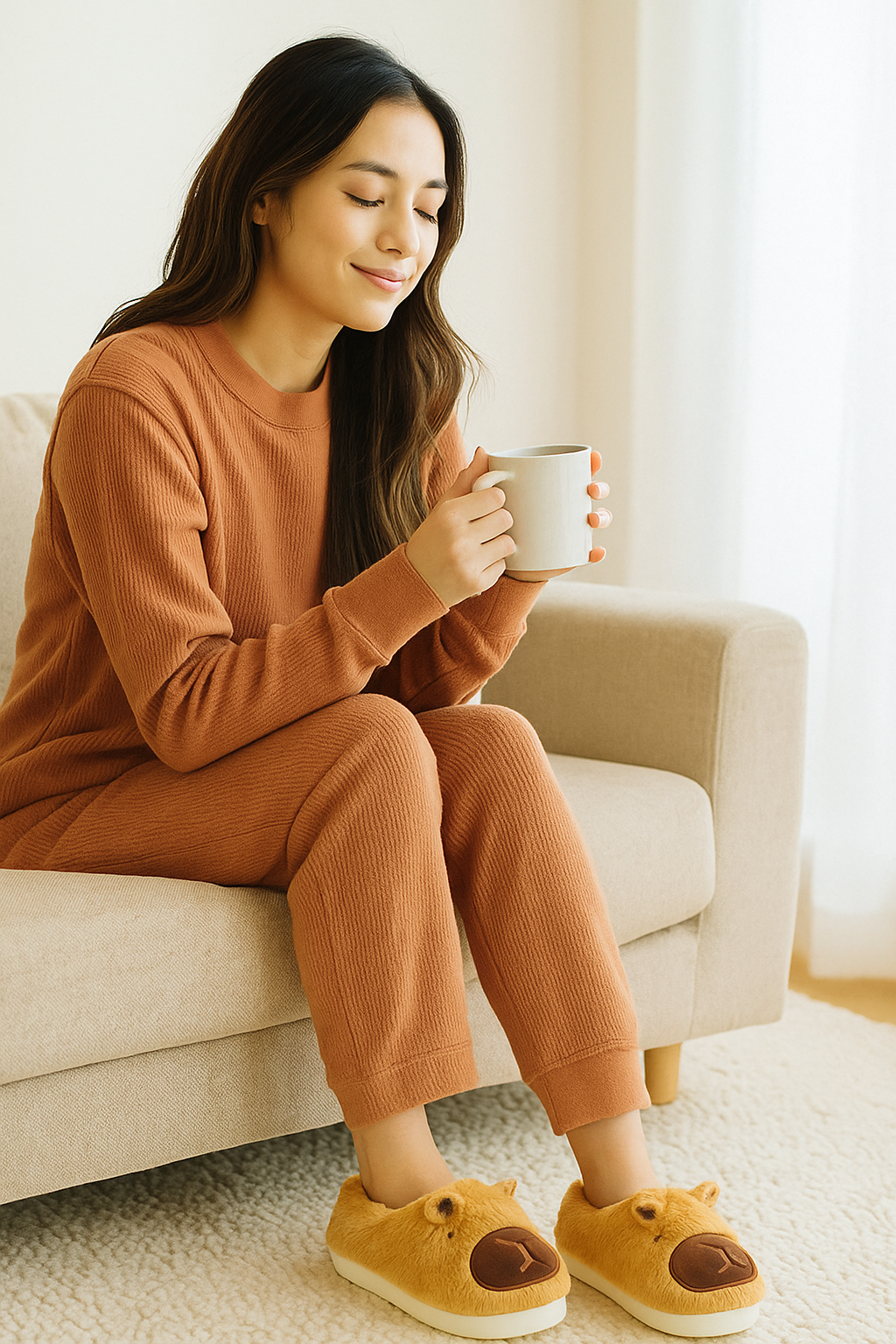 Pantufla De Capibara Dama Peluche Invierno Animalito Moda